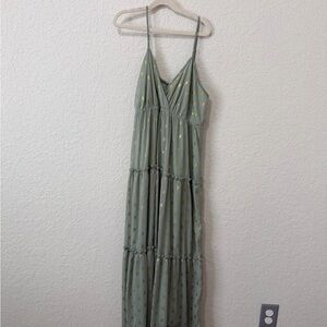 Vici Green and Gold Maxi Dress